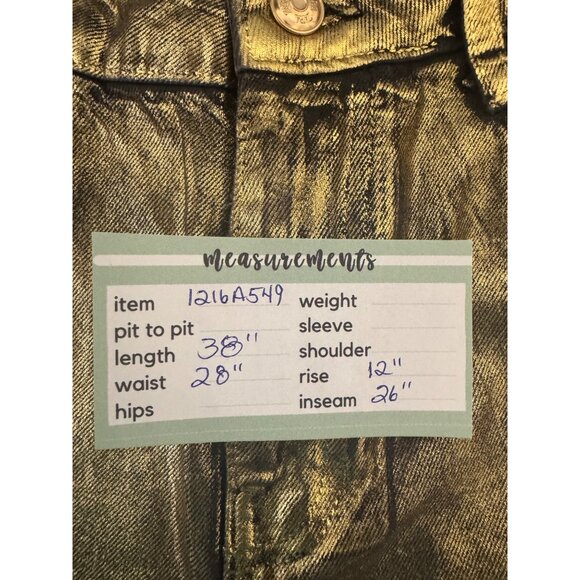 2/$30 ZARA Metallic Size 4 Gold & Black Ombre Jeans Frayed Hem - Picture 8 of 13